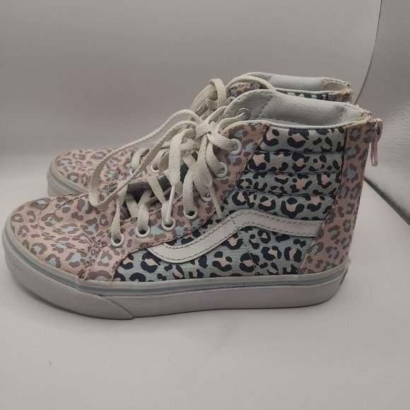Vans Hi Top Animal Print Leopard Pink Blue Canvas Size 2 - Picture 3 of 7